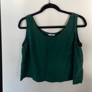 Never worn Emerald Green 100% linen Linenfox size large crop top tank